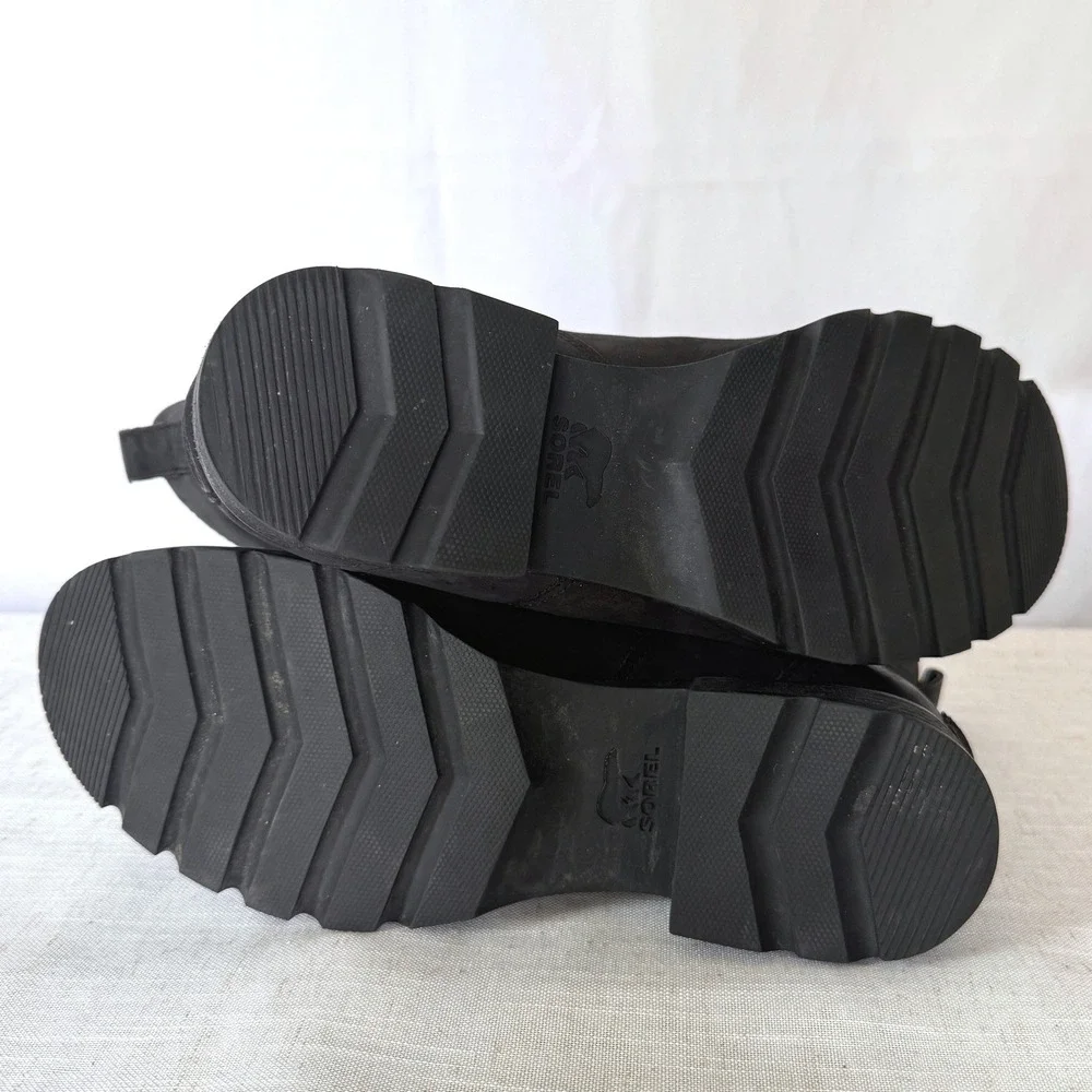 Sorel Emelie‎ III Zip Waterproof Leather Ankle Boots Black Lug Sole Chelsea